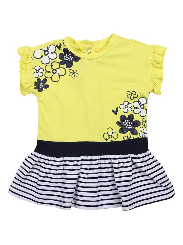 Girls Medium Yellow Short Sleeve Knitted Dress image number 0